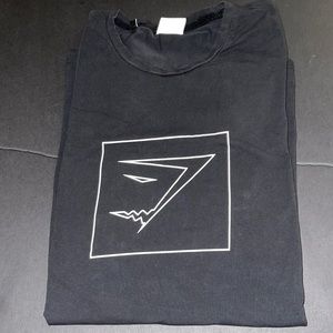Black Gymshark Shirt With White Box Logo